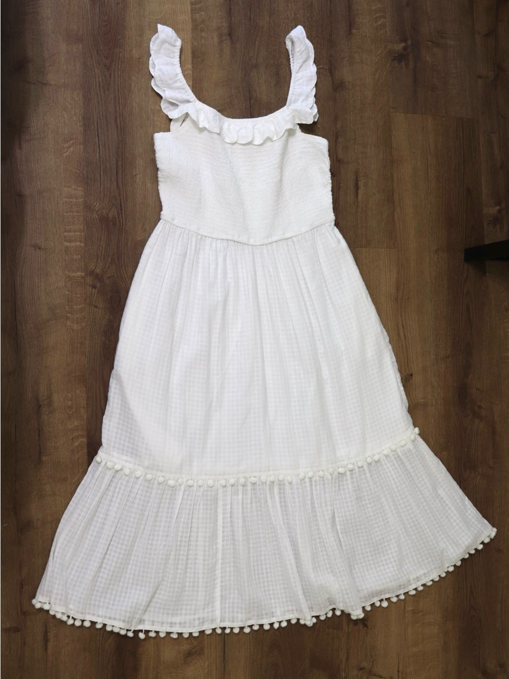 Cotton White sleeveless Maxi dress, tiered skirt ruffles western cottage coastal